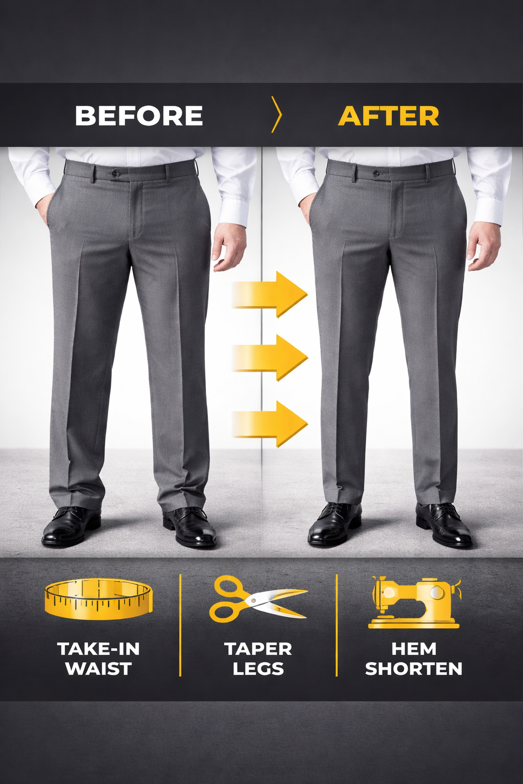Before and after alterations